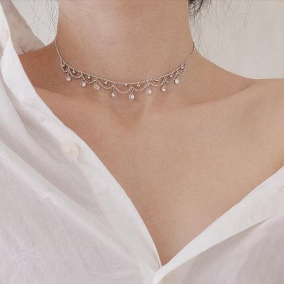 NEW 925 Sterling Silver Diamond Waterdrop Necklace - Picture 4 of 8